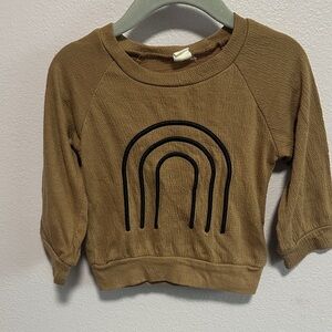 Kids Tan Long-Sleeve Graphic Top with Black Rainbow